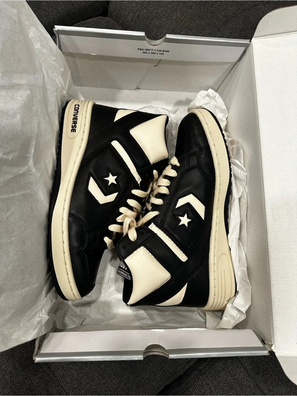 Converse Weapon Classic Men Black and Cream Weapon High-Top Sneakers Men Size 9